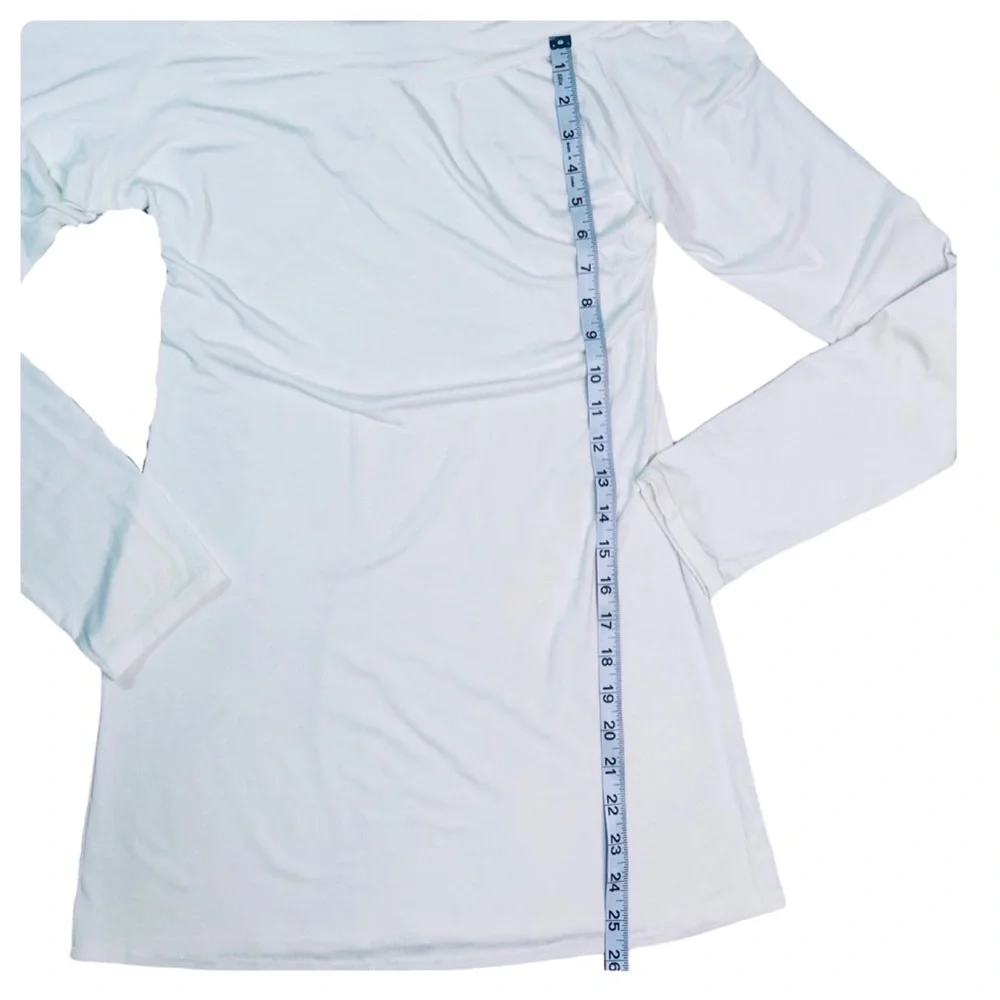 Julian Chang - Off-The-Shoulder Long Sleeve Tunic Top Size L in Winter White - Picture 9 of 15